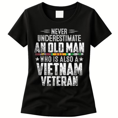 Never Underestimate OLD MAN Vietnam Veteran Dad Grandpa Womens T-Shirt
