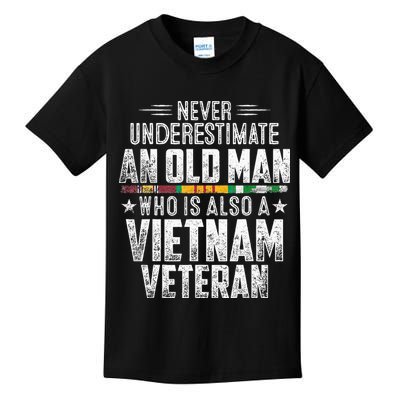 Never Underestimate OLD MAN Vietnam Veteran Dad Grandpa Kids T-Shirt