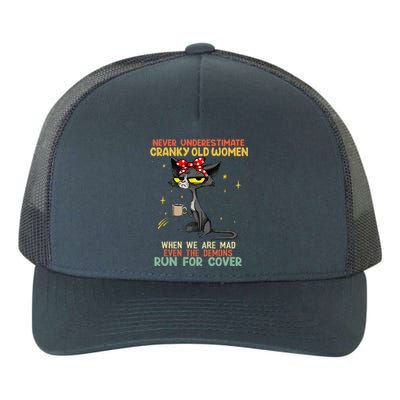 Never Underestimate Old Cranky Women Funny Cat Yupoong Adult 5-Panel Trucker Hat