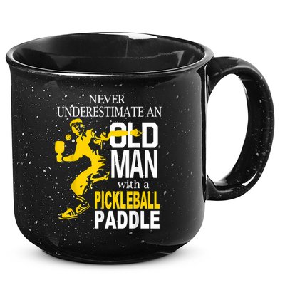 Never Underestimate Old Man With Pickleball Paddle 15oz Campfire Ceramic Mug