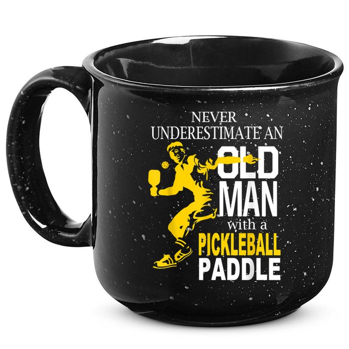Never Underestimate Old Man With Pickleball Paddle 15oz Campfire Ceramic Mug
