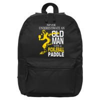 Never Underestimate Old Man With Pickleball Paddle 16 in Basic Backpack