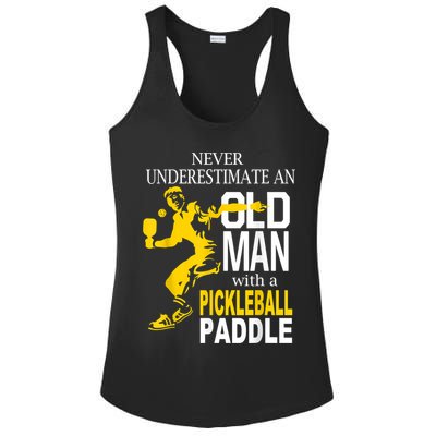 Never Underestimate Old Man With Pickleball Paddle Ladies PosiCharge Competitor Racerback Tank