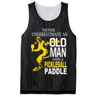 Never Underestimate Old Man With Pickleball Paddle Mesh Reversible Basketball Jersey Tank