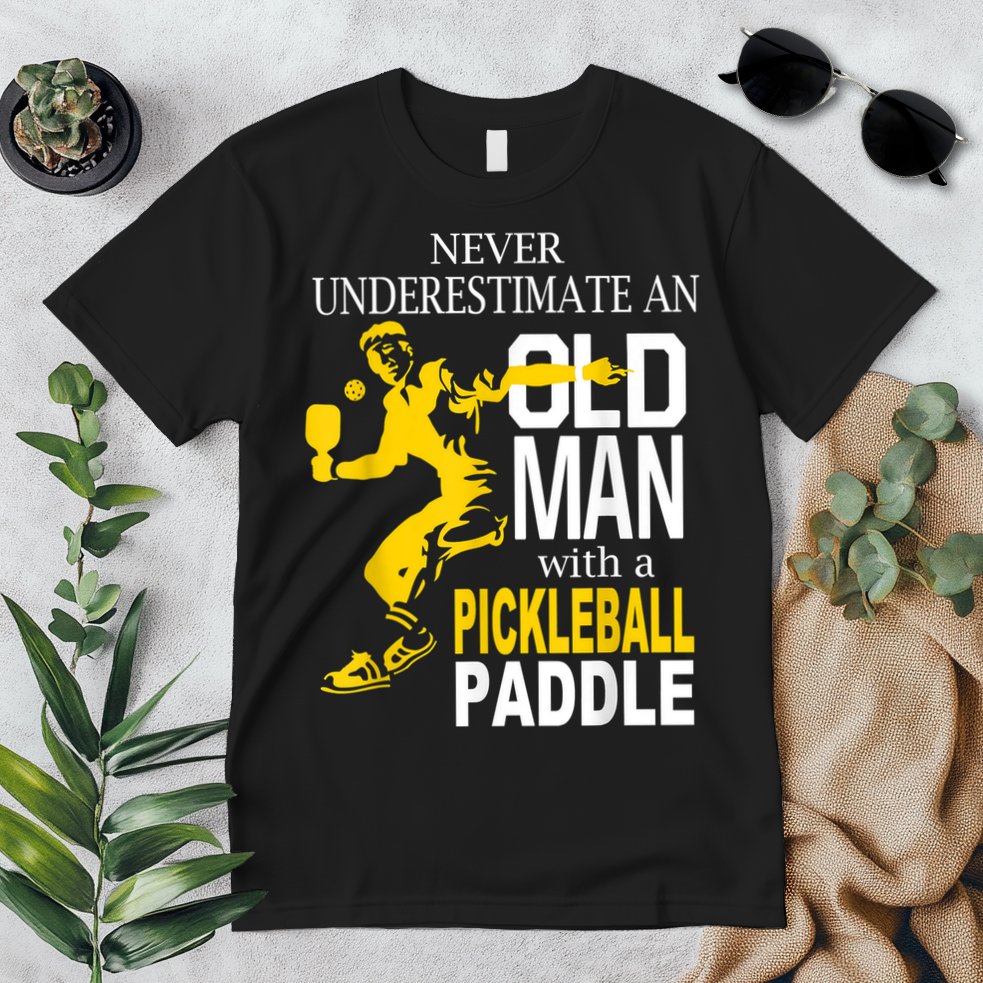 Never Underestimate Old Man With Pickleball Paddle Premium T-Shirt