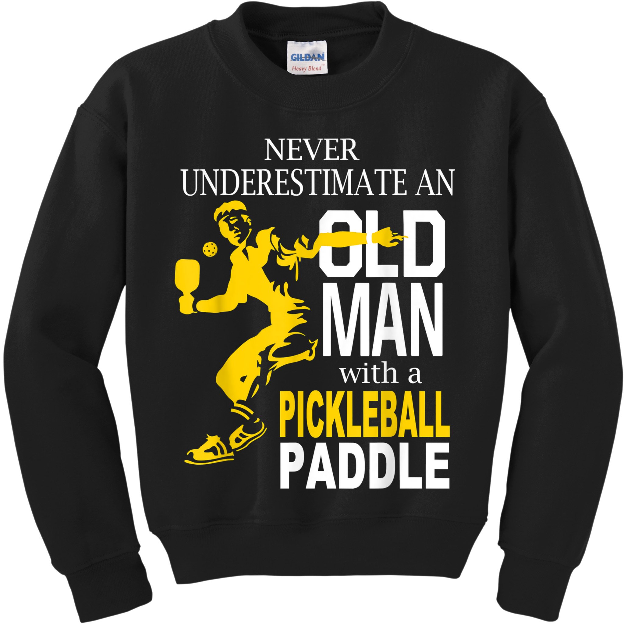 Never Underestimate Old Man With Pickleball Paddle Kids Sweatshirt