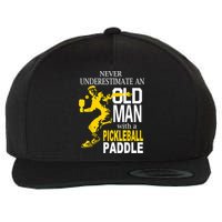 Never Underestimate Old Man With Pickleball Paddle Wool Snapback Cap