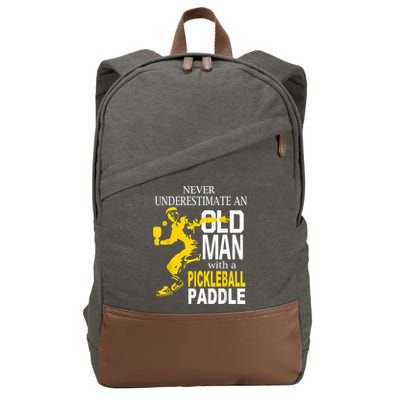 Never Underestimate Old Man With Pickleball Paddle Cotton Canvas Backpack