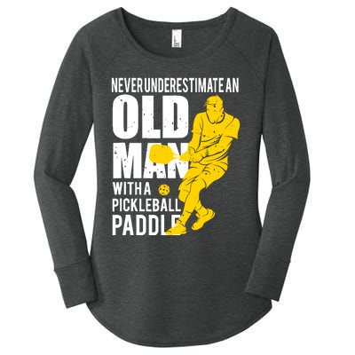 Never Underestimate Old Man With Pickleball Paddle Women's Perfect Tri Tunic Long Sleeve Shirt