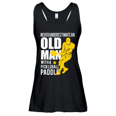 Never Underestimate Old Man With Pickleball Paddle Ladies Essential Flowy Tank