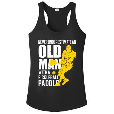 Never Underestimate Old Man With Pickleball Paddle Ladies PosiCharge Competitor Racerback Tank