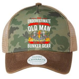 Never Underestimate Old Who Wear Bunker Gear Firefighter Funny Gift Legacy Tie Dye Trucker Hat