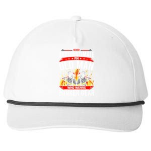 Never Underestimate Old Who Wear Bunker Gear Firefighter Funny Gift Snapback Five-Panel Rope Hat