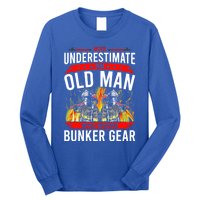 Never Underestimate Old Who Wear Bunker Gear Firefighter Funny Gift Long Sleeve Shirt