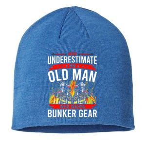 Never Underestimate Old Who Wear Bunker Gear Firefighter Funny Gift Sustainable Beanie