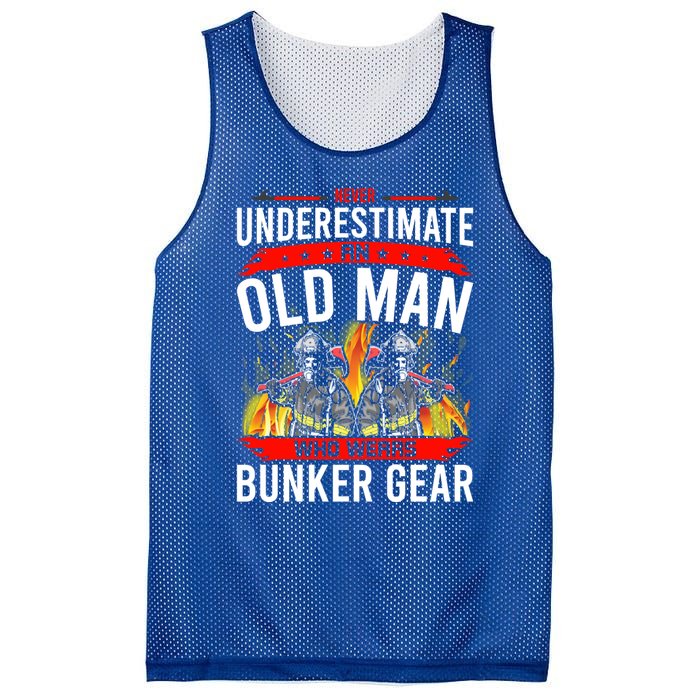 Never Underestimate Old Who Wear Bunker Gear Firefighter Funny Gift Mesh Reversible Basketball Jersey Tank