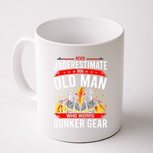 Never Underestimate Old Who Wear Bunker Gear Firefighter Funny Gift Coffee Mug