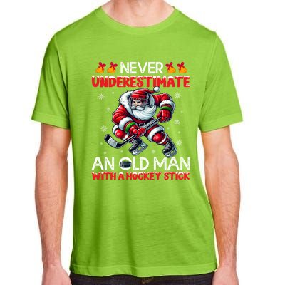 Never Underestimate Old Hockey Stick Santa Snowflakes Gift Adult ChromaSoft Performance T-Shirt