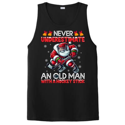 Never Underestimate Old Hockey Stick Santa Snowflakes Gift PosiCharge Competitor Tank