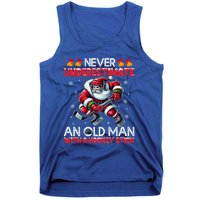 Never Underestimate Old Hockey Stick Santa Snowflakes Gift Tank Top