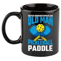 Never Underestimate Old Man Pickleball Paddle Dad Husband 11oz C Handle Ceramic Mug
