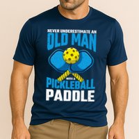 Never Underestimate Old Man Pickleball Paddle Dad Husband Cooling Performance Crew T-Shirt