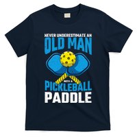 Never Underestimate Old Man Pickleball Paddle Dad Husband T-Shirt