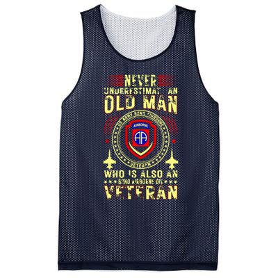 Never Underestimate Old Man 82nd Airborne Div Veteran Flag Mesh Reversible Basketball Jersey Tank