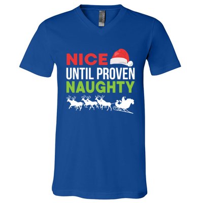 Nice Until Proven Naughty Funny Xmas Legal Advice Lawyer Cool Gift V-Neck T-Shirt