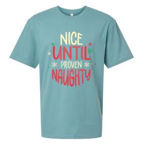 Nice Until Proven Naughty Christmas Holiday Gift Sueded Cloud Jersey T-Shirt