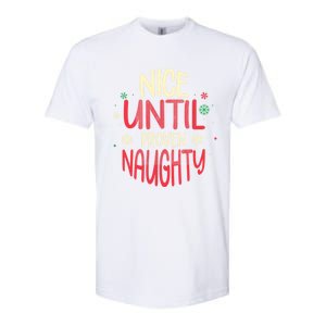 Nice Until Proven Naughty Christmas Holiday Gift Softstyle CVC T-Shirt