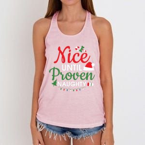 Nice Until Proven Naughty Funny Christmas Lights Christmas Gift Women's Knotted Racerback Tank