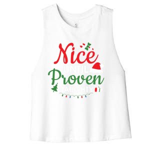 Nice Until Proven Naughty Funny Christmas Lights Christmas Gift Women's Racerback Cropped Tank