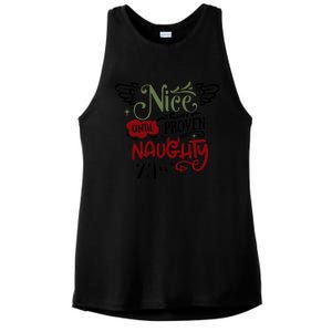 Nice Until Proven Naughty Holiday Sarcastic Funny Christmas Cute Gift Ladies PosiCharge Tri-Blend Wicking Tank