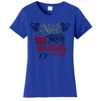 Nice Until Proven Naughty Holiday Sarcastic Funny Christmas Cute Gift Women's T-Shirt