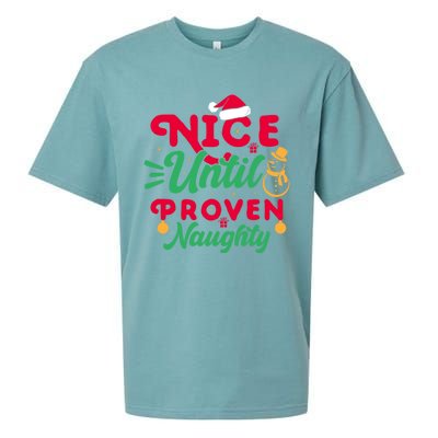 Nice Until Proven Naughty Sarcastic Holiday Humor Christmas Gift Sueded Cloud Jersey T-Shirt