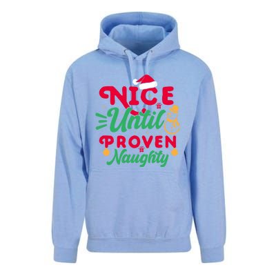 Nice Until Proven Naughty Sarcastic Holiday Humor Christmas Gift Unisex Surf Hoodie