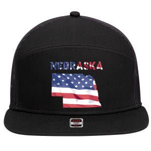 Nebraska Usa Proud United States America Patriot Flag Us Gift 7 Panel Mesh Trucker Snapback Hat