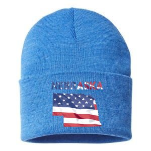 Nebraska Usa Proud United States America Patriot Flag Us Gift Sustainable Knit Beanie