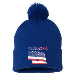 Nebraska Usa Proud United States America Patriot Flag Us Gift Pom Pom 12in Knit Beanie