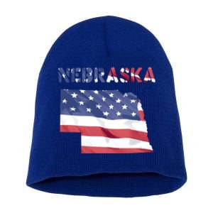 Nebraska Usa Proud United States America Patriot Flag Us Gift Short Acrylic Beanie