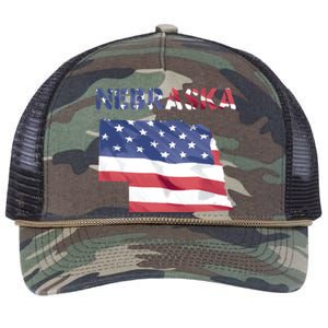 Nebraska Usa Proud United States America Patriot Flag Us Gift Retro Rope Trucker Hat Cap