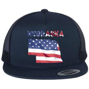 Nebraska Usa Proud United States America Patriot Flag Us Gift Flat Bill Trucker Hat