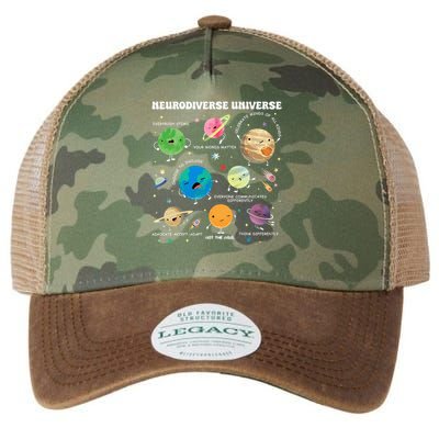 Neurodiverse Universe Planet Autism Awareness Support Squad Legacy Tie Dye Trucker Hat