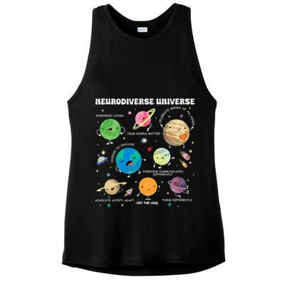 Neurodiverse Universe Planet Autism Awareness Support Squad Ladies PosiCharge Tri-Blend Wicking Tank