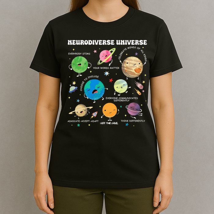 Neurodiverse Universe Planet Autism Awareness Support Squad T-Shirt