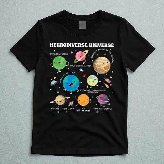 Neurodiverse Universe Planet Autism Awareness Support Squad T-Shirt