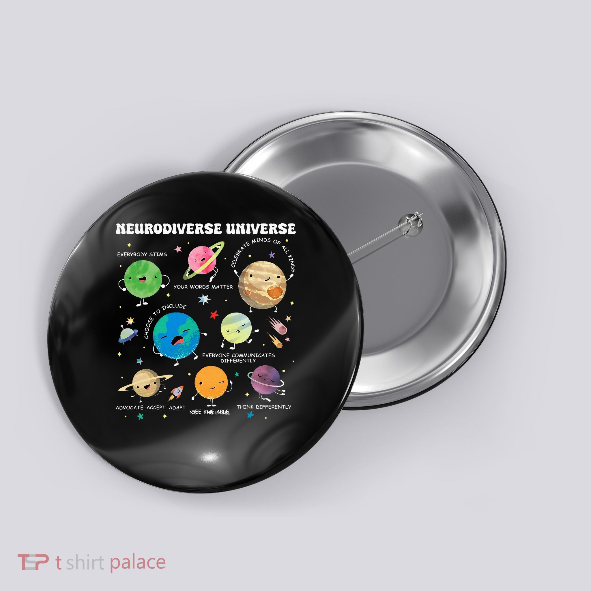 Neurodiverse Universe Planet Autism Awareness Support Squad Button