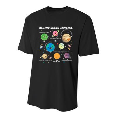 Neurodiverse Universe Planet Autism Awareness Support Squad Youth Performance Sprint T-Shirt