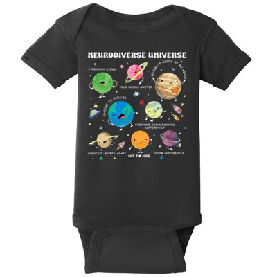 Neurodiverse Universe Planet Autism Awareness Support Squad Baby Bodysuit